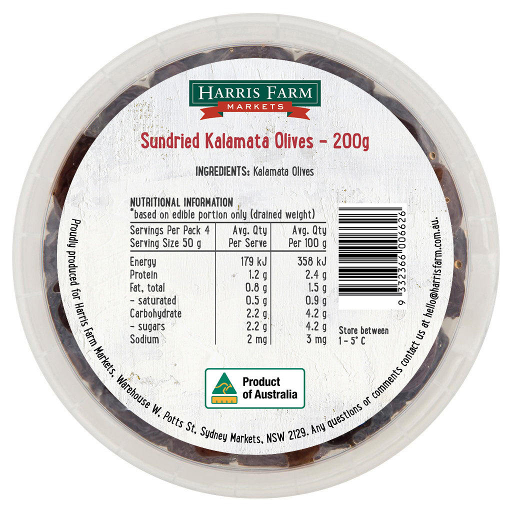 Harris Farm Olives Sundried Kalamata 200g