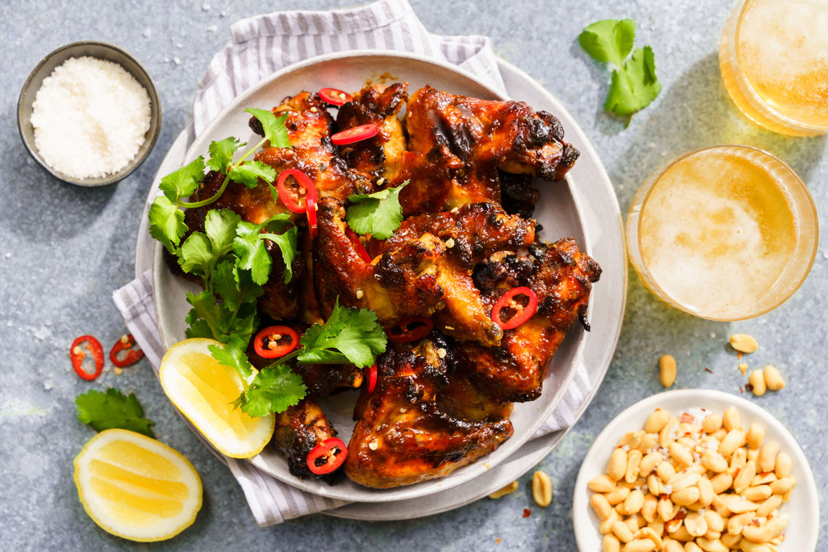 3 Fruit Marmalade Sticky Chicken Wings - with Spring Salad