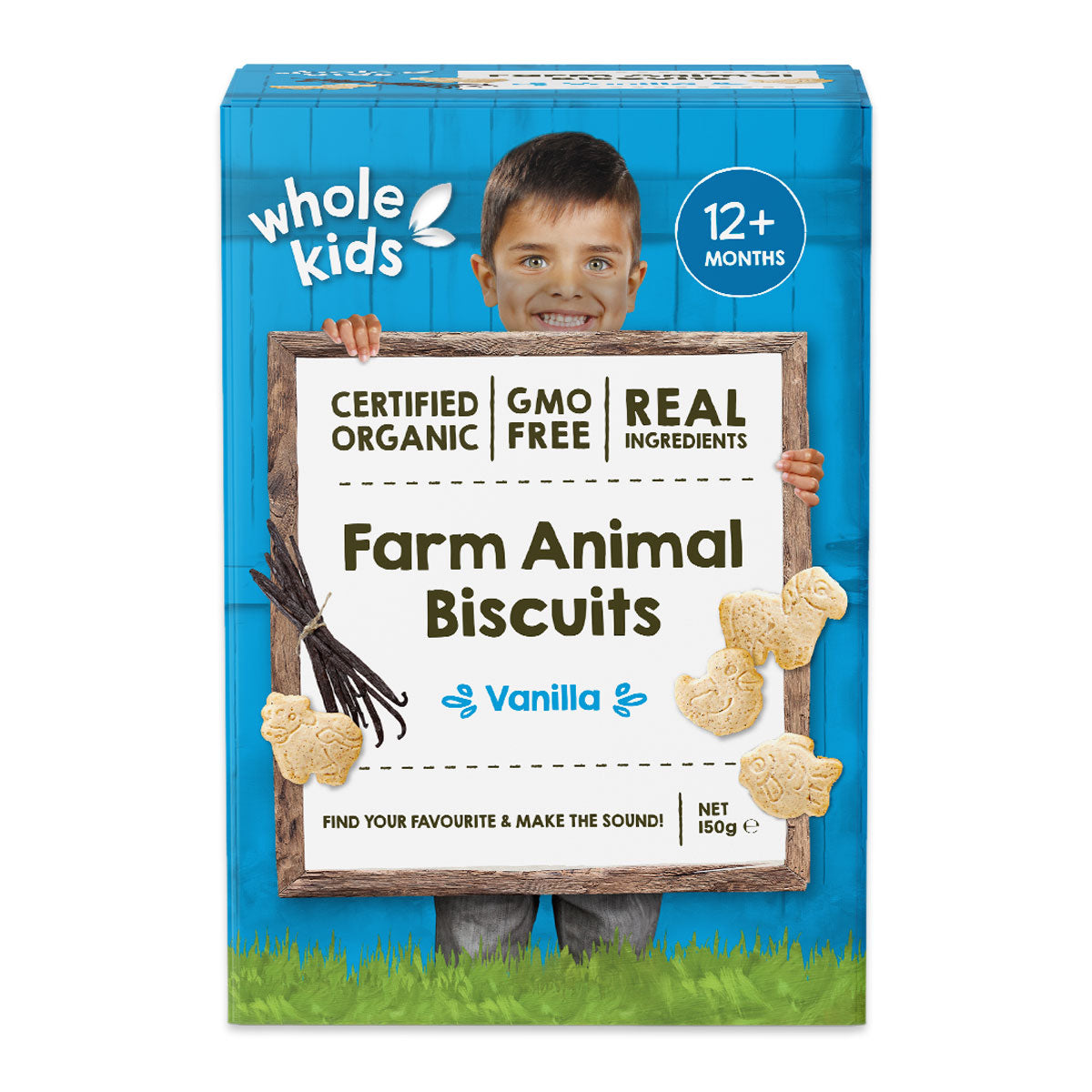Whole Kids Organic Farm Animal Biscuits Vanilla 150g | Harris Farm Online