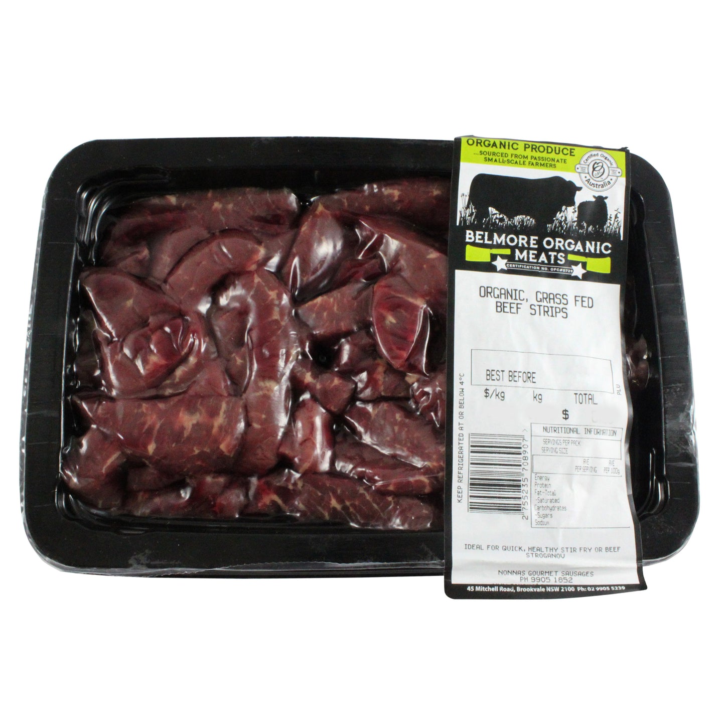 Beef - Rump Strips Organic (280-350g) Belmore