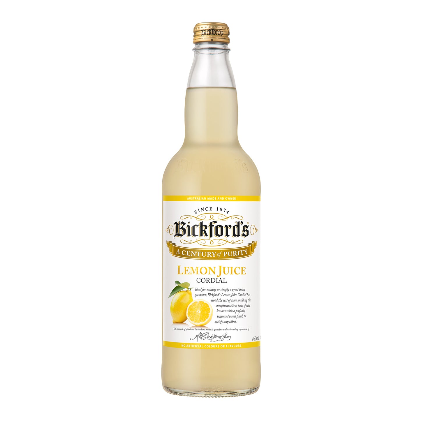 Bickfords Lemon Juice Cordial 750ml | Harris Farm Markets Online