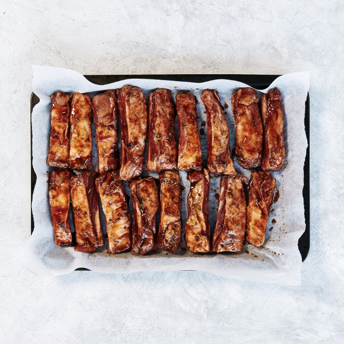 Molasses Glazed Lamb Riblets - with Potato Cauliflower Gratin & Green Beans