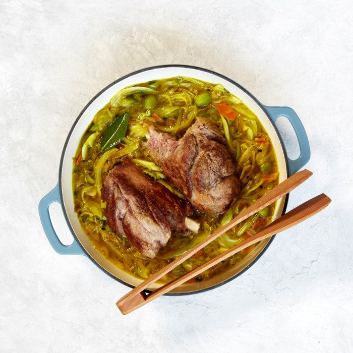 Leek & Turmeric Braised Lamb Shanks - with Pilaf Rice