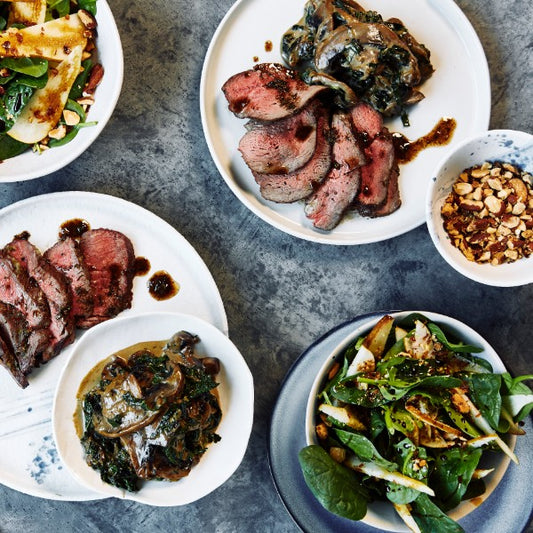 Pillow Steak - with Creamy Mushrooms & Spinach Pear Salad