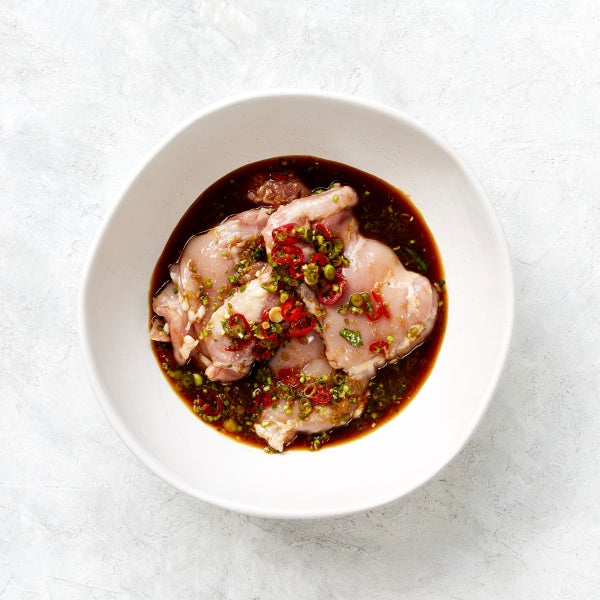 Sticky Lemon Ginger Chicken with Rice and Asian Greens