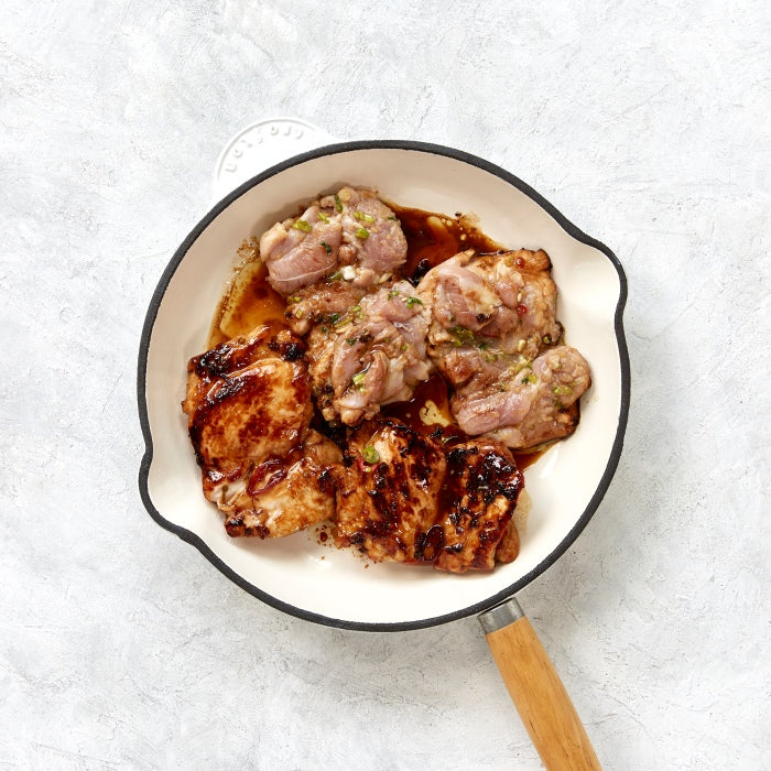 Sticky Lemon Ginger Chicken with Rice and Asian Greens