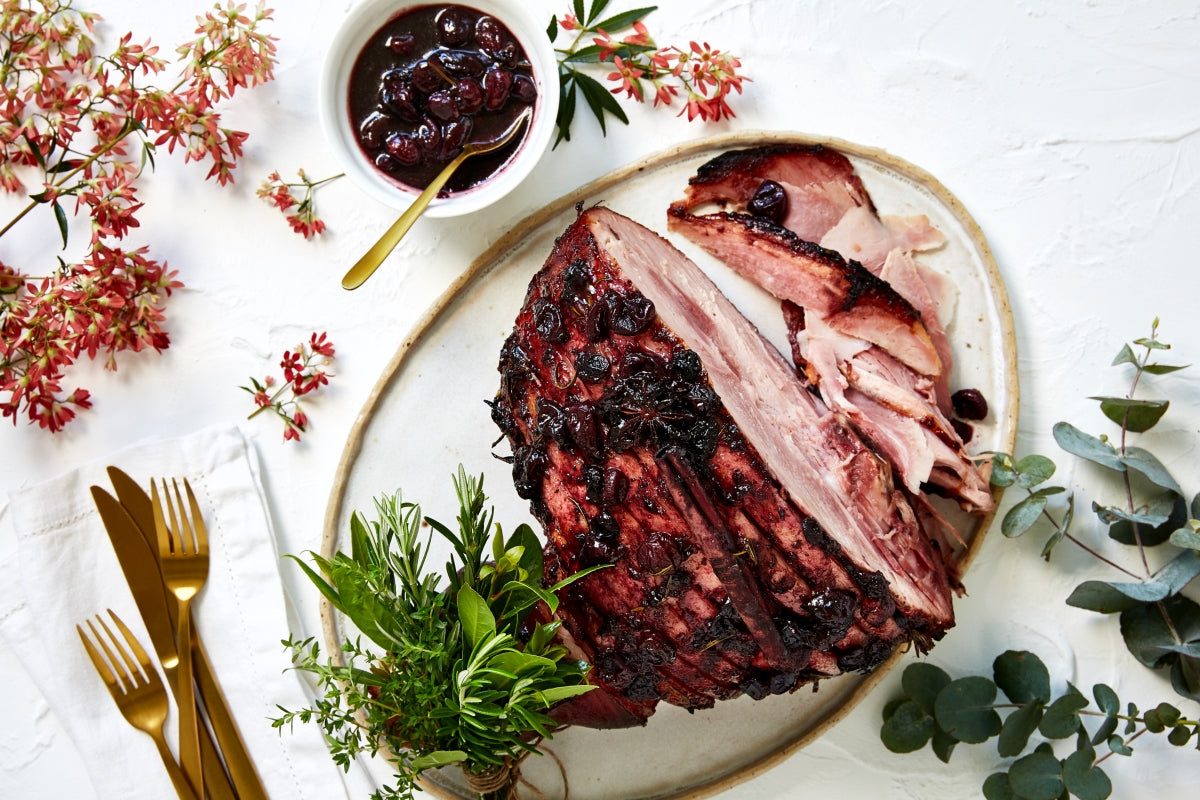 Mixed Berry and Cherry Glazed Christmas Ham