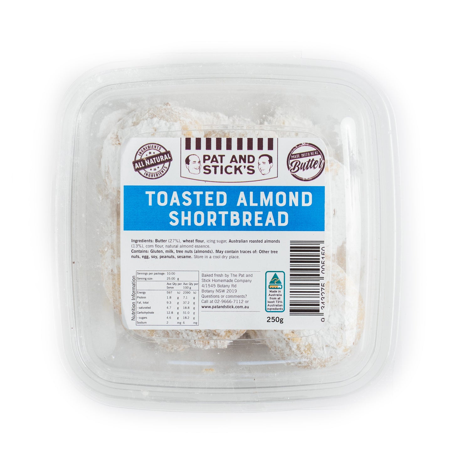 Pat and Stick's Toasted Almond Shortbread | Harris Farm Online