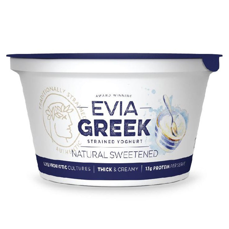 Evia Greek Strained Yoghurt Natural Sweetened 170g