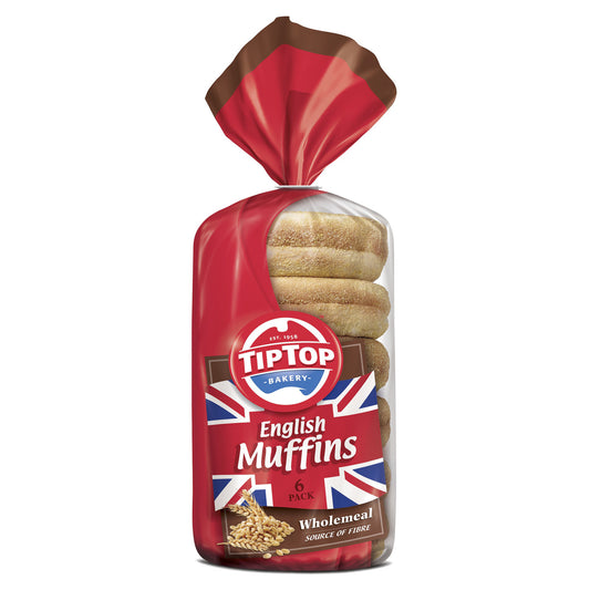 Tip Top English Muffin Wholemeal 6pk , Z-Bakery - HFM, Harris Farm Markets