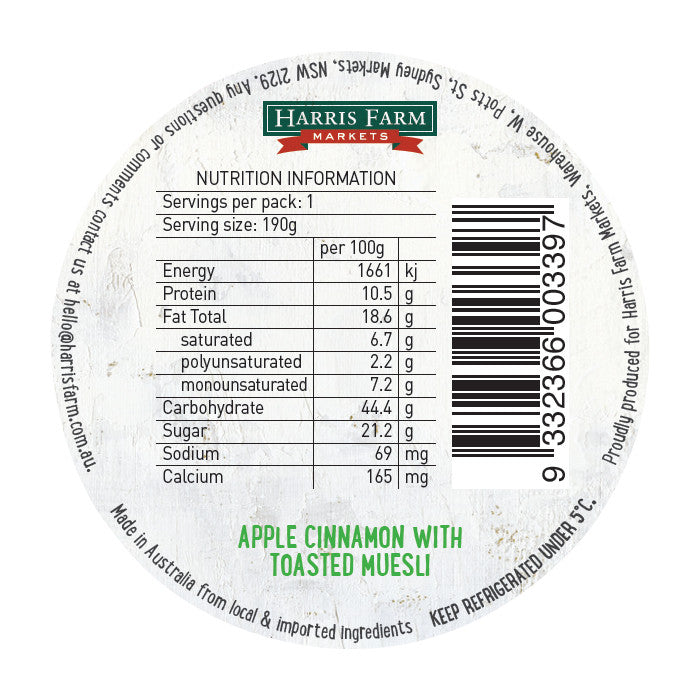 Harris Farm - Yoghurt Topper - Apple Cinnamon Toasted Muesli (190g)