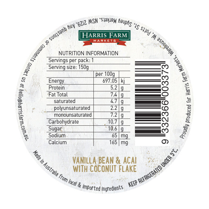 Harris Farm - Yoghurt Topper - Vanilla Bean Acai Coconut Flake (150g)