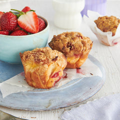 Strawberry Cheesecake Muffins with Crumble Topping