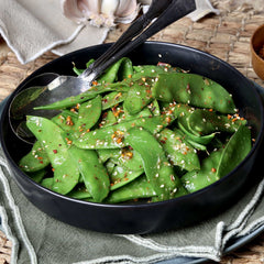 Snow Peas with Spicy Dukkah