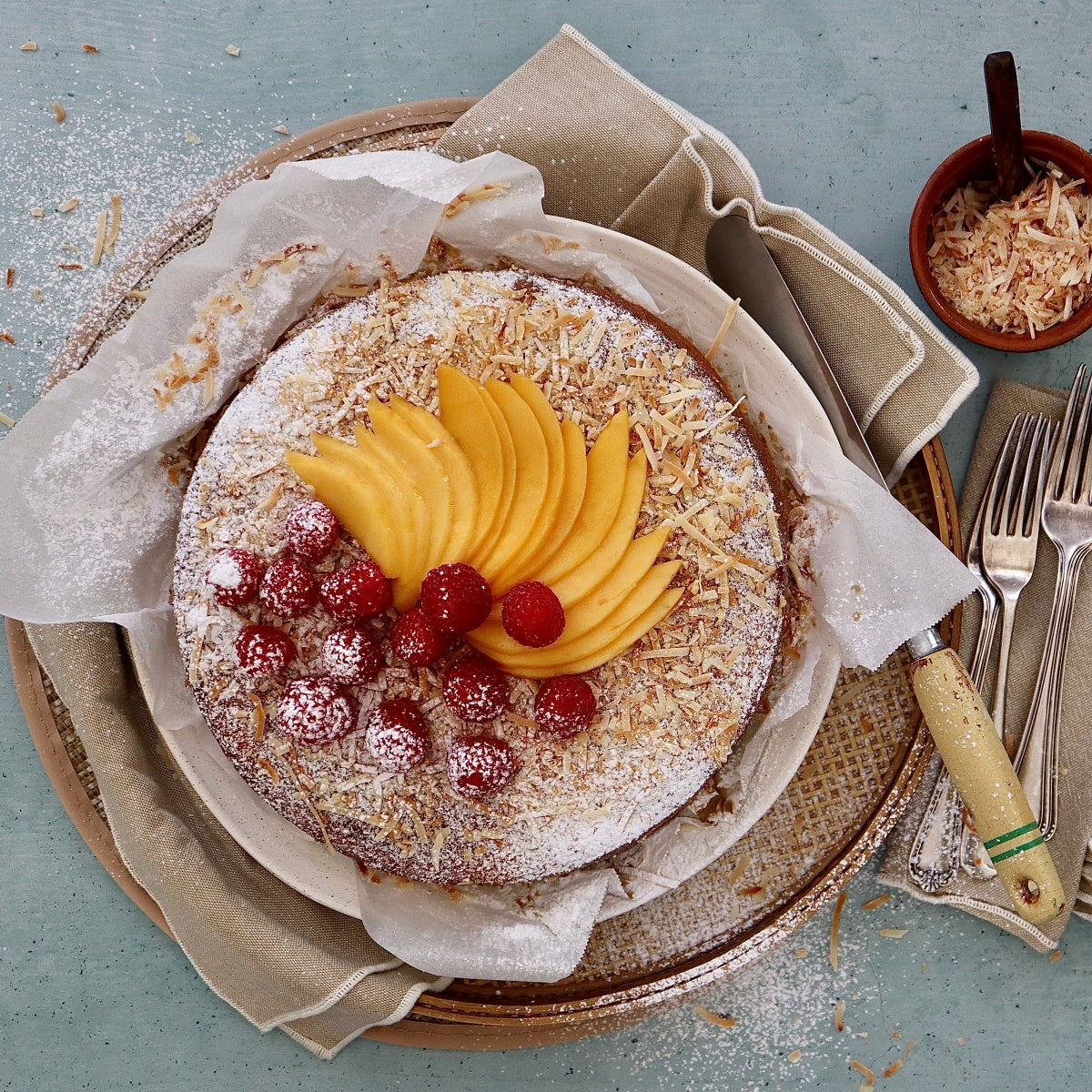 Mango, Raspberry & Coconut Sponge Cake | Seasonal Recipes | Harris Farm ...