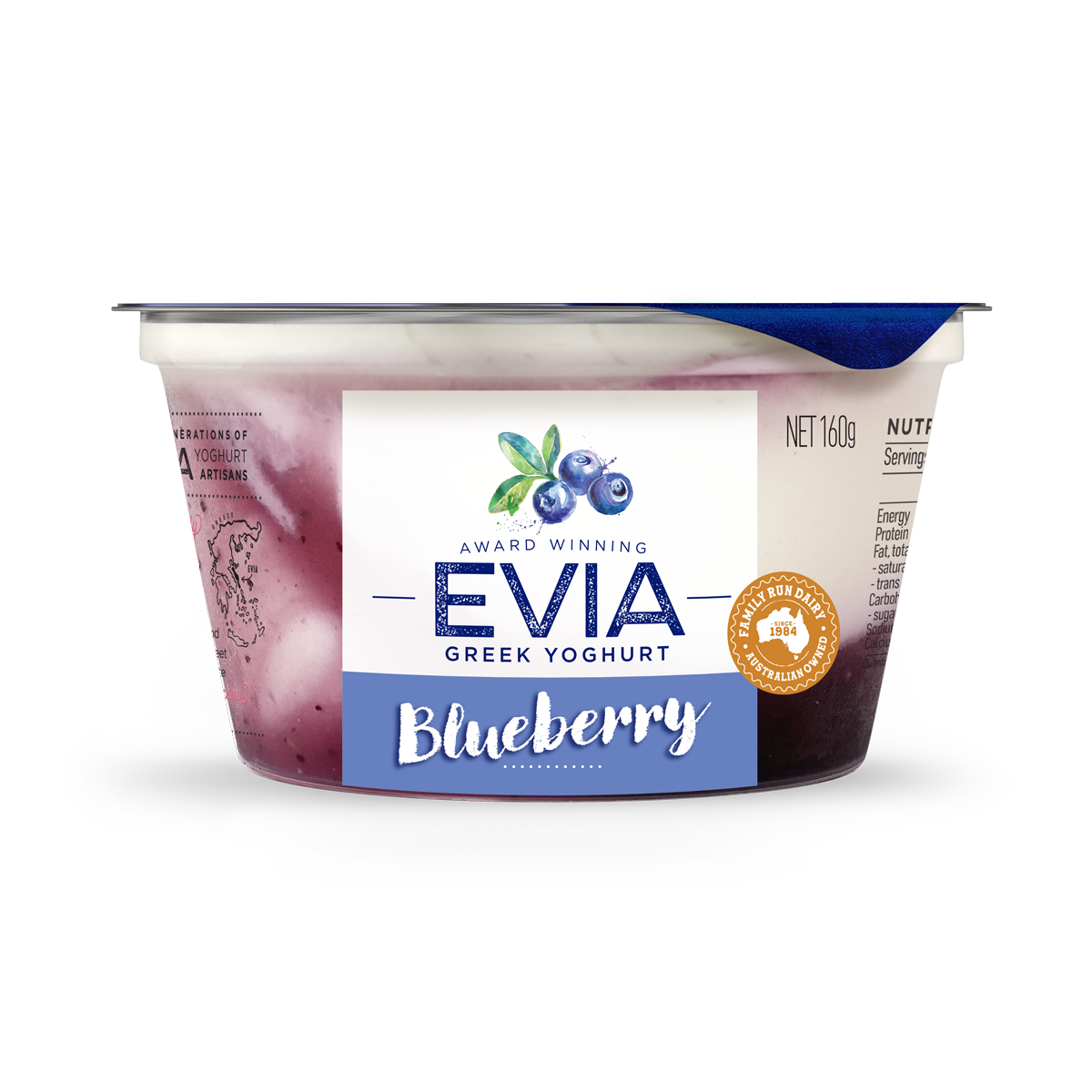 Evia Greek Yoghurt Blueberry 160g