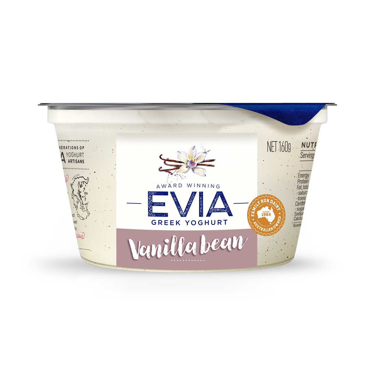 Evia Greek Yoghurt Vanilla Bean 160g