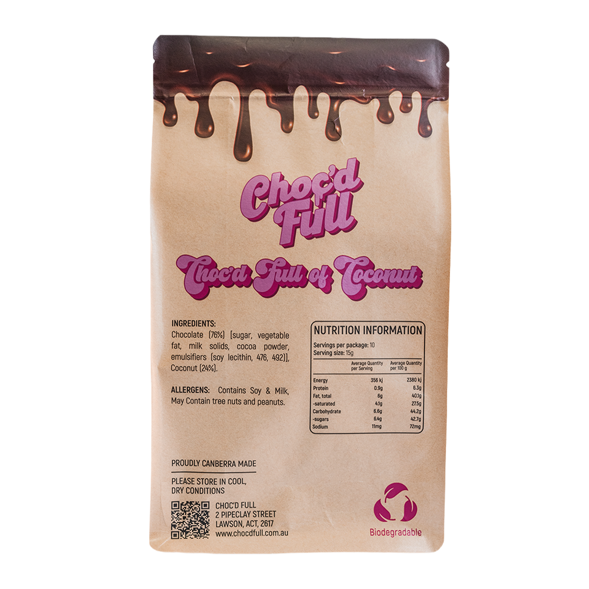 Choc'd Full Coconut Rough 150g