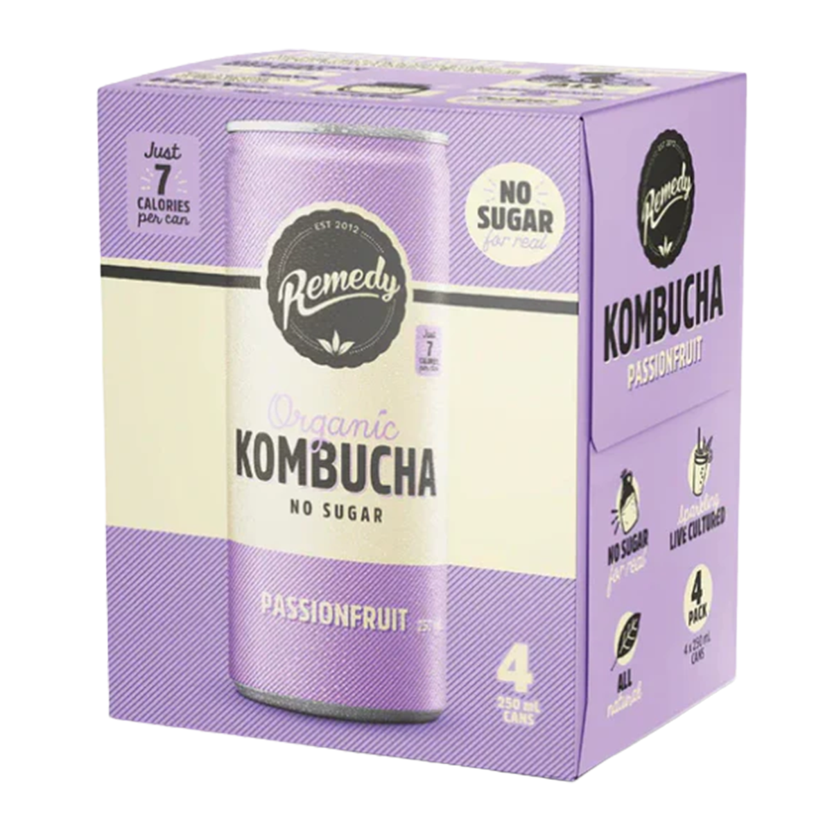 Remedy Drinks Organic Kombucha Passionfruit x4 250ml