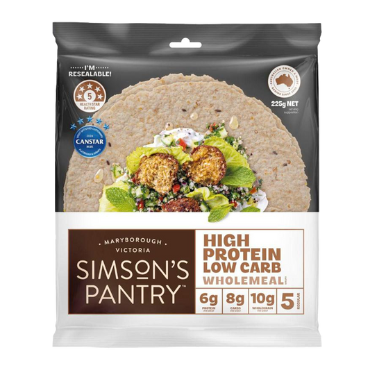 Simson's Pantry High Protein Low Carb Wholemeal Wrap x5 210g