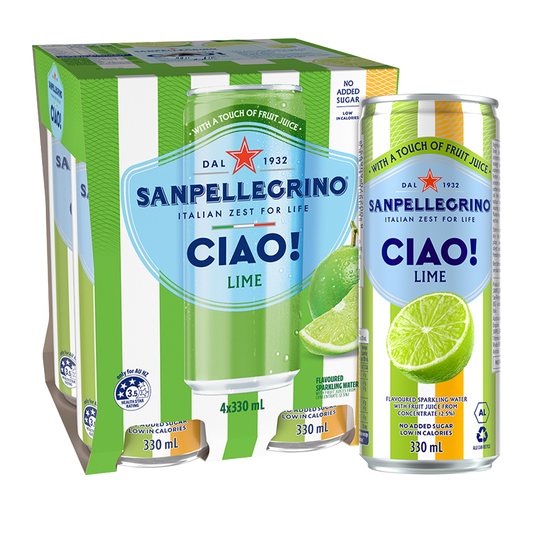 Sanpellegrino CIAO! Lime Sparkling Water x4 330ml