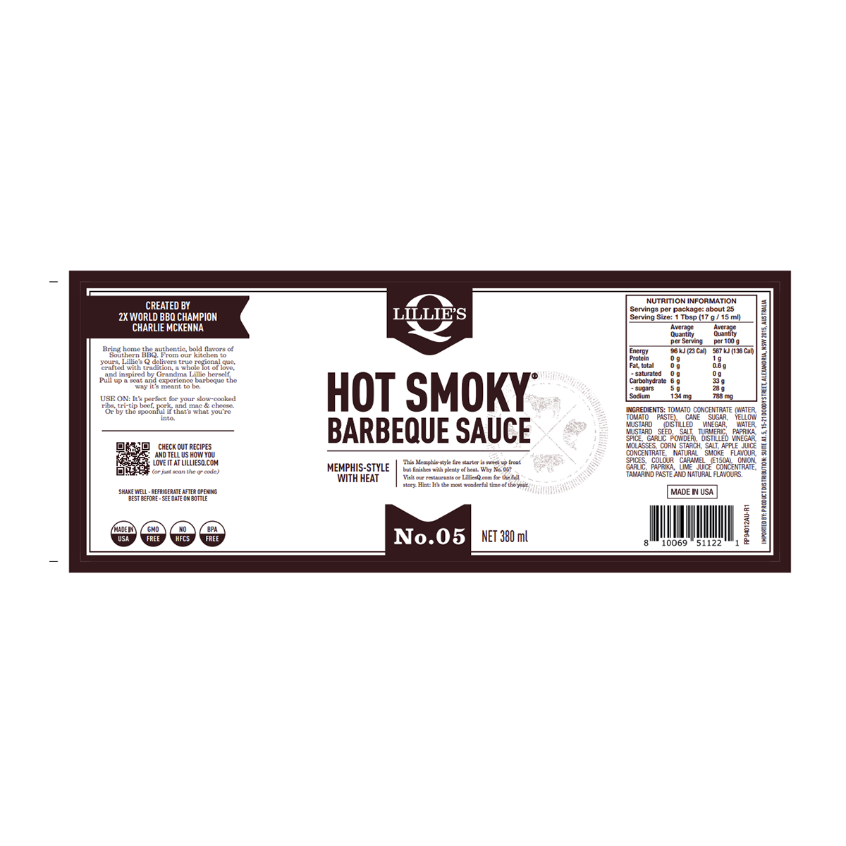 Lilie's Hot Smokey Barbeque Sauce 380ml