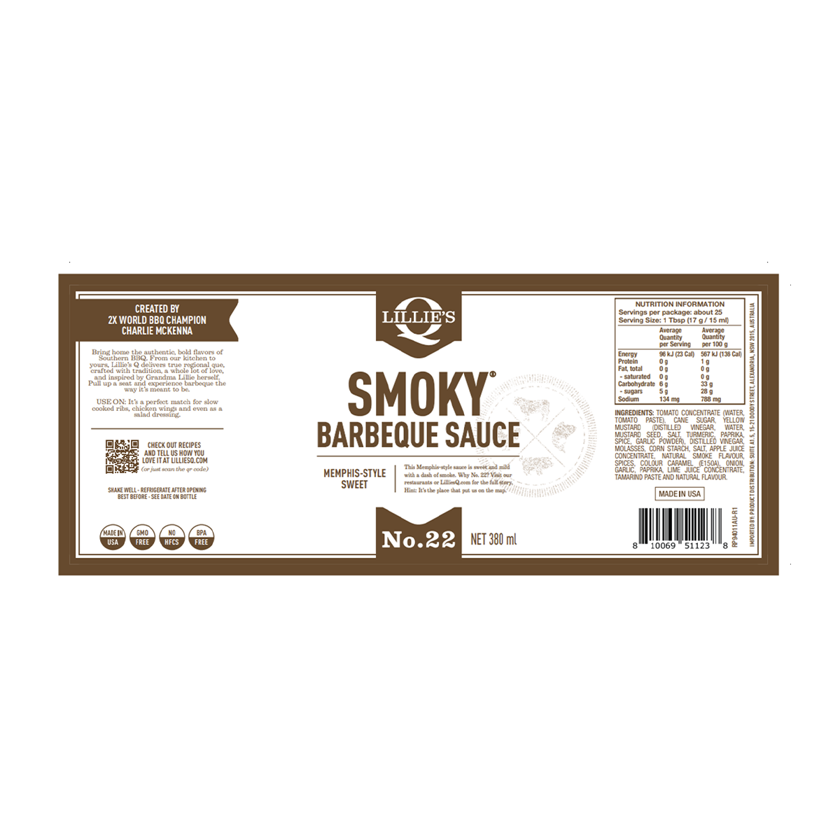 Lilie's Smoky Barbeque Sauce 380ml