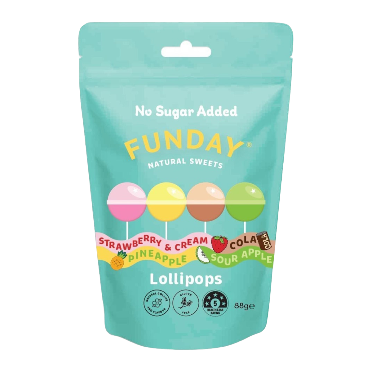Funday Natural Sweets Lollipops Bag 88g