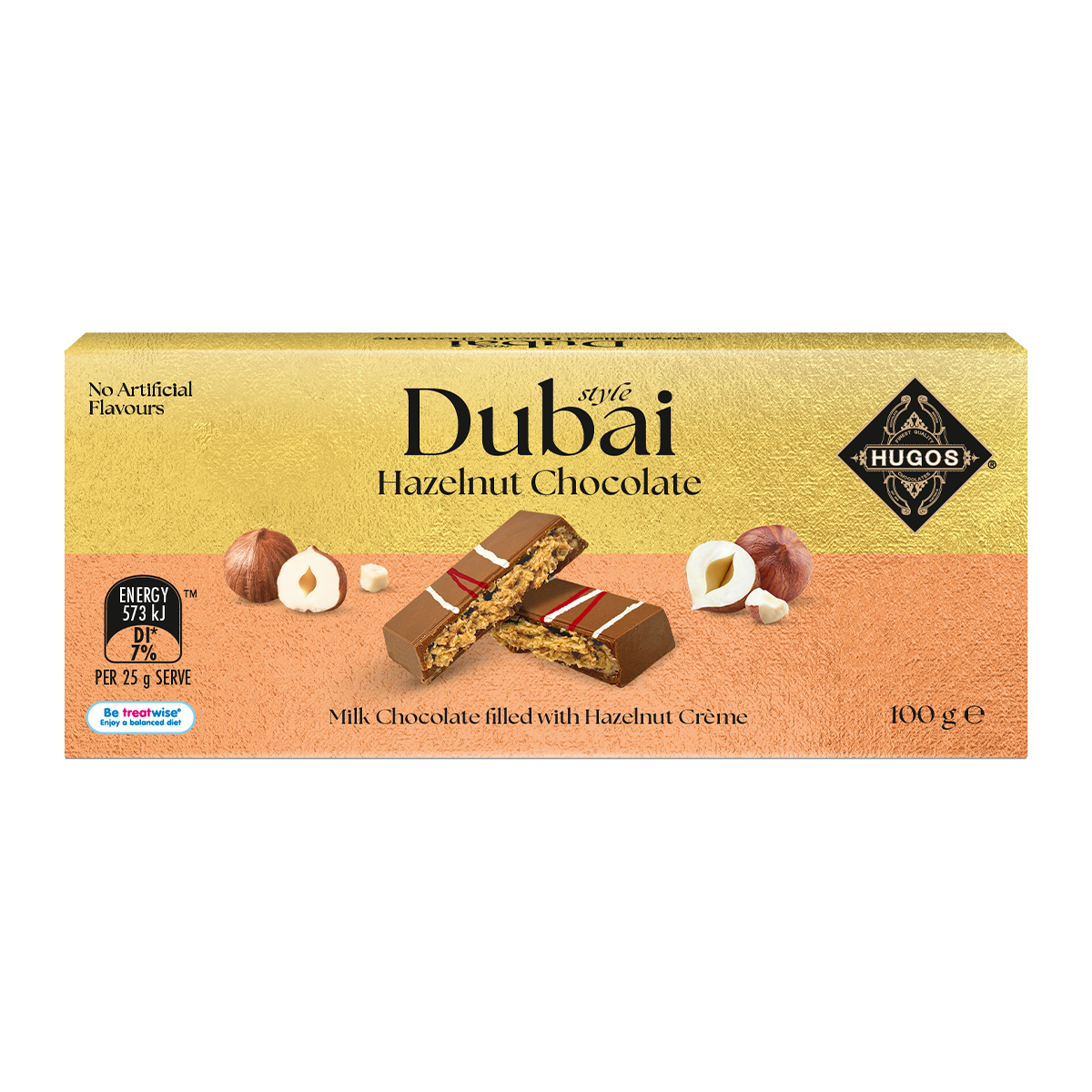 Hugo's Dubai Style Hazelnut Chocolate 100g
