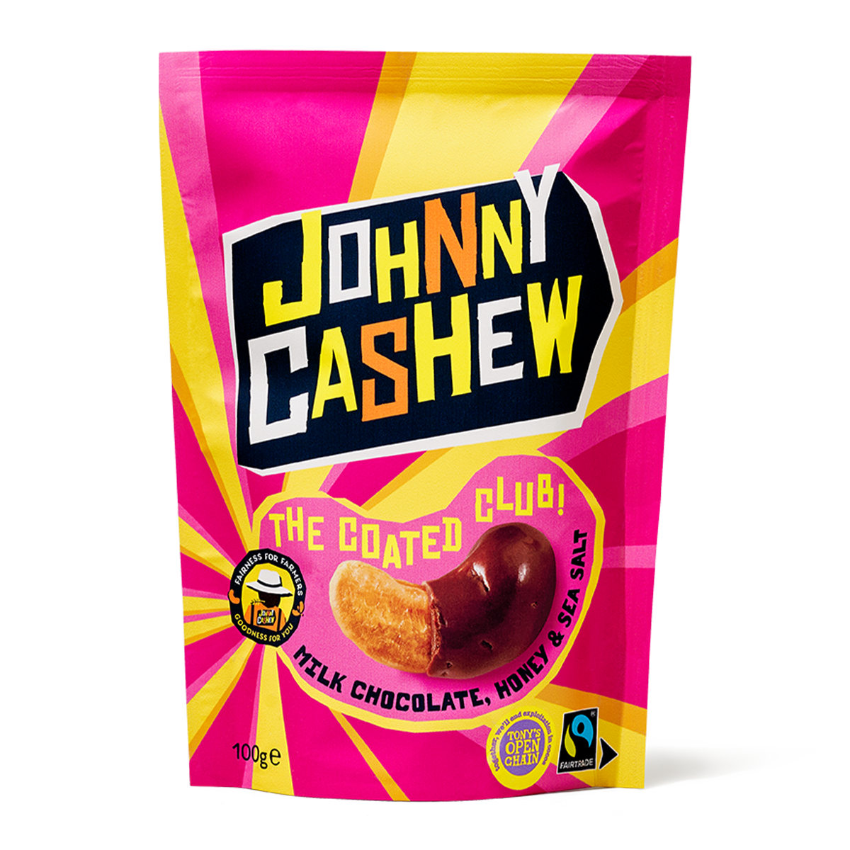 Johnny Cashew The Coated Club Milk Chocolate, Honey & Sea Salt 100g