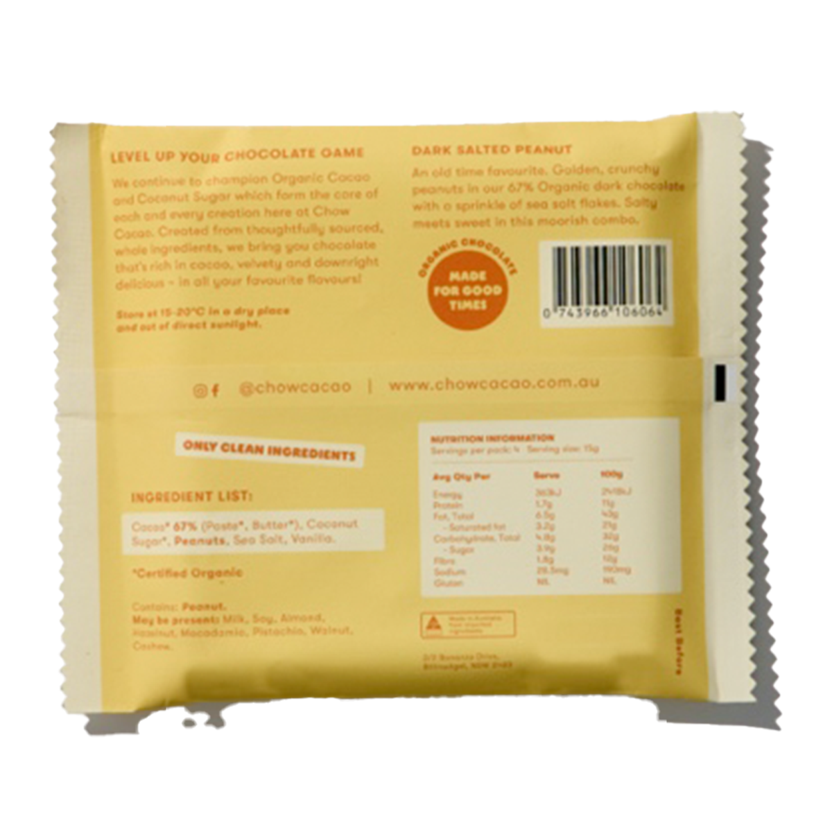 Chow Cacao Salted Peanut Chocolate 60g