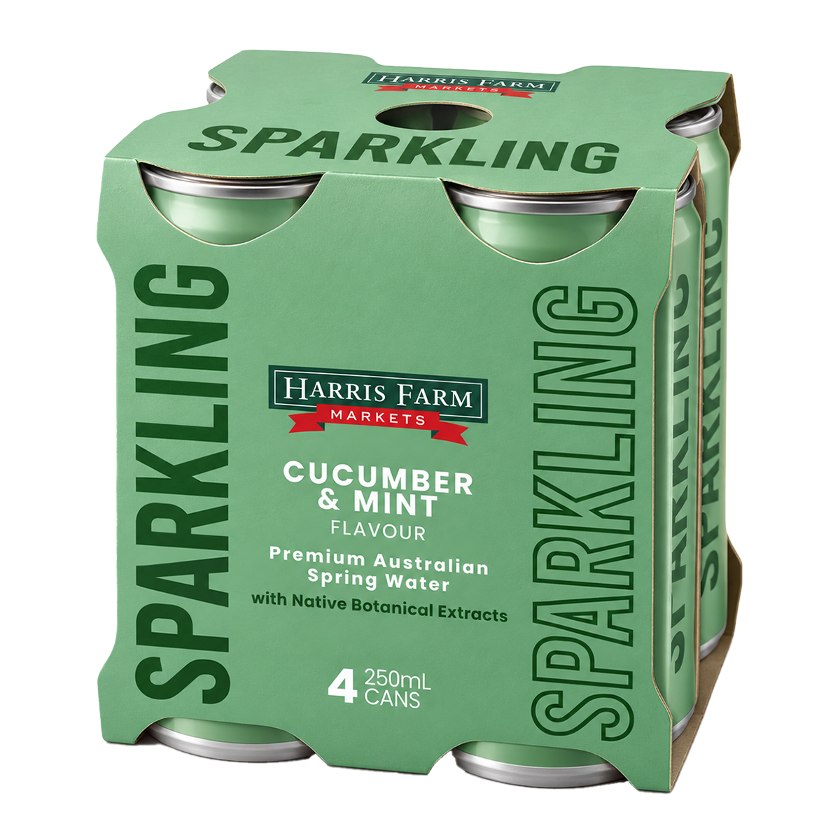 Harris Farm Cucumber & Mint Sparkling Water x4 250ml