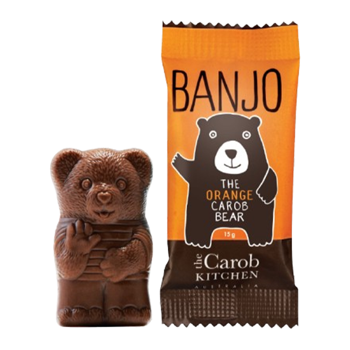 The Carob Kitchen Banjo Bear Orange Chocolate 15g