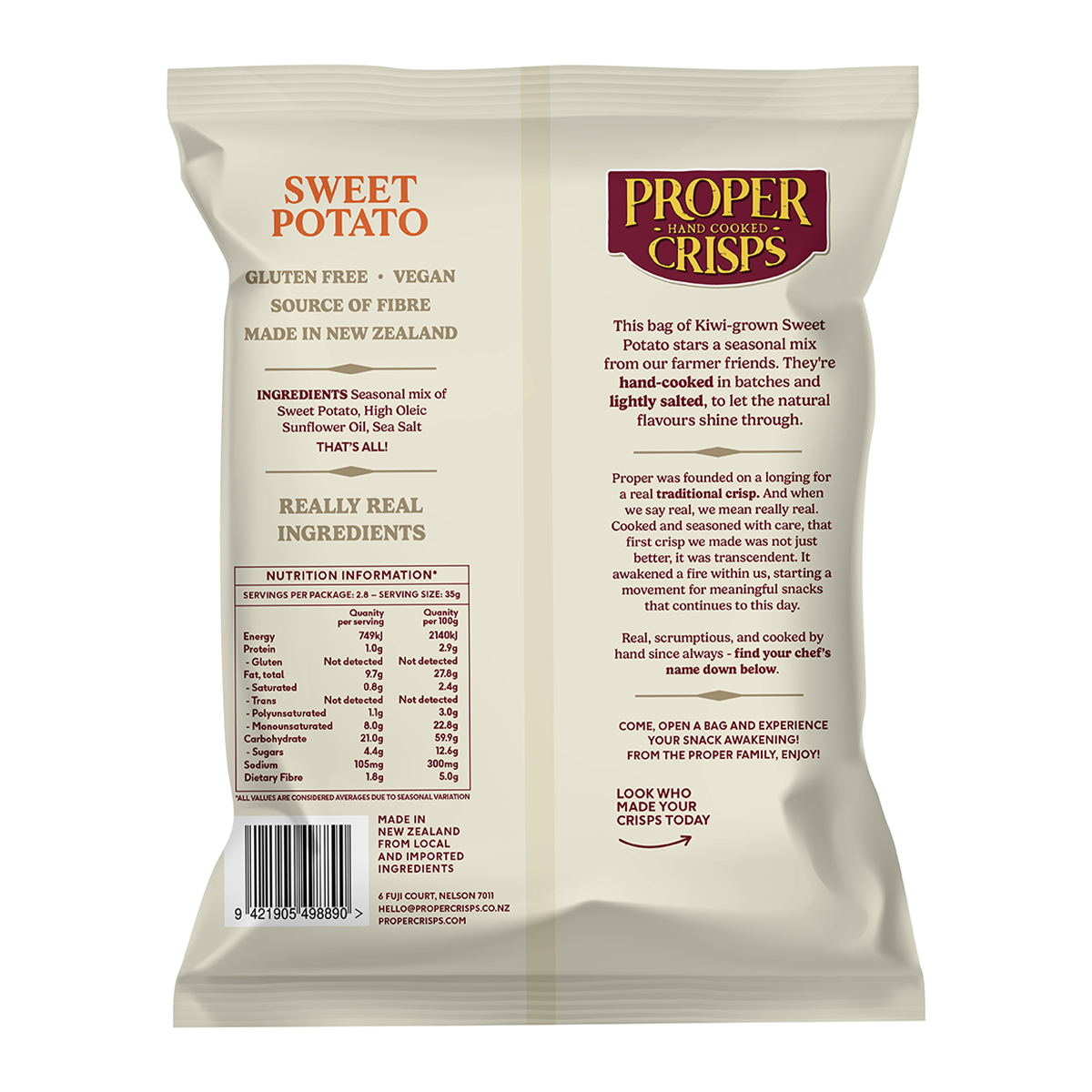 Proper Crisps Sweet Potato in Marlborough Sea Salt 100g