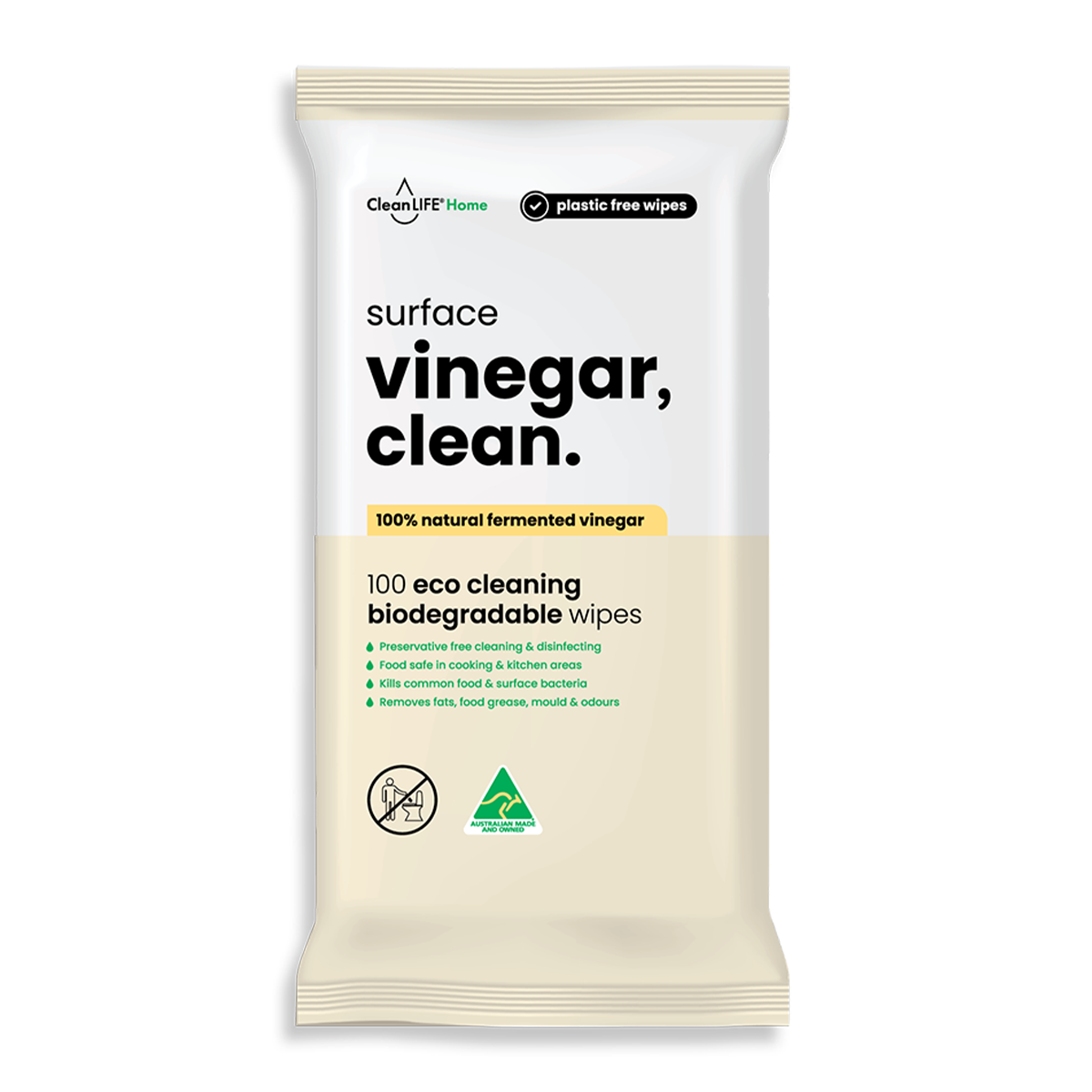 Clife Surface Biodegradable Vinegar Wipes x100