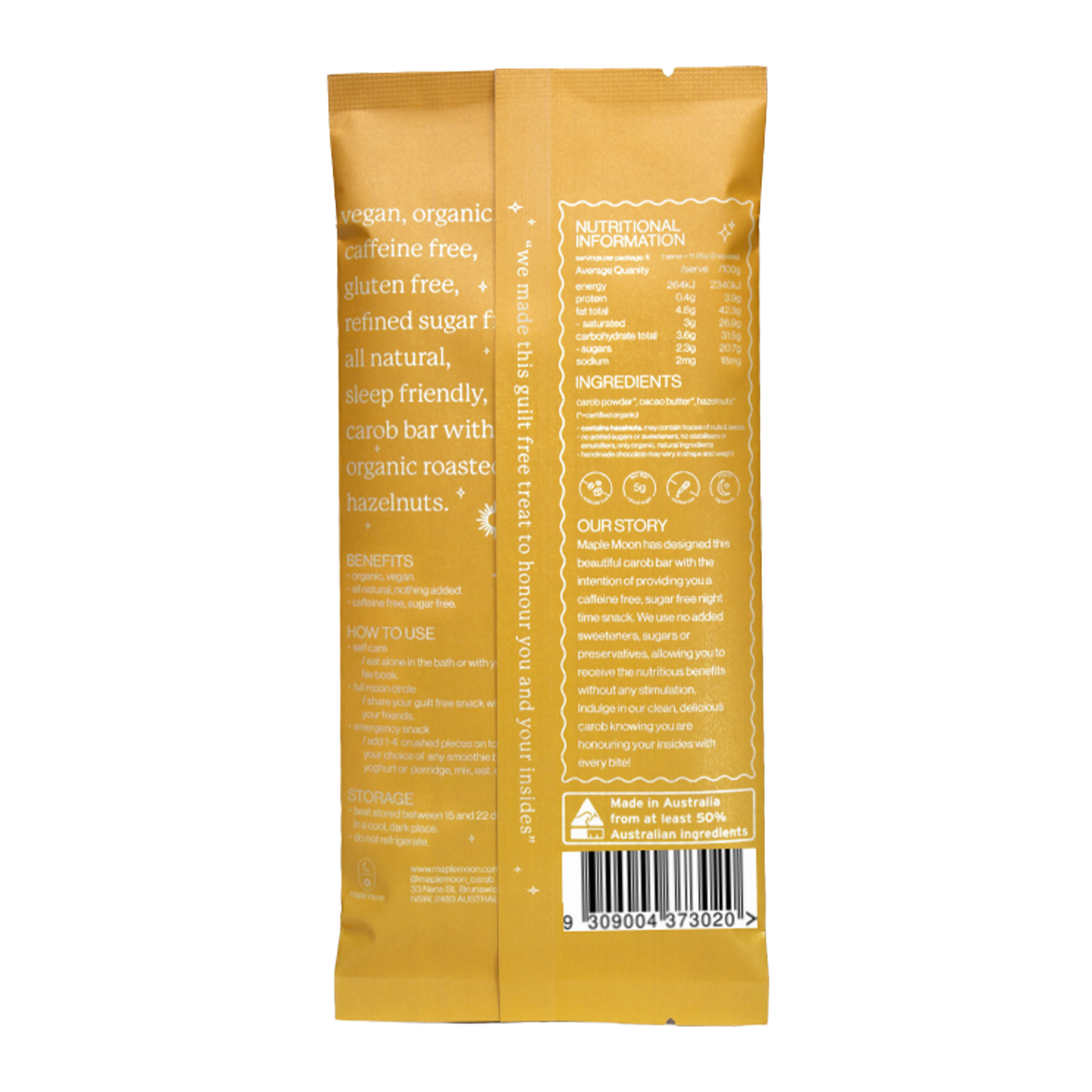Maple Moon Carob Bar Roasted Hazelnut 90g