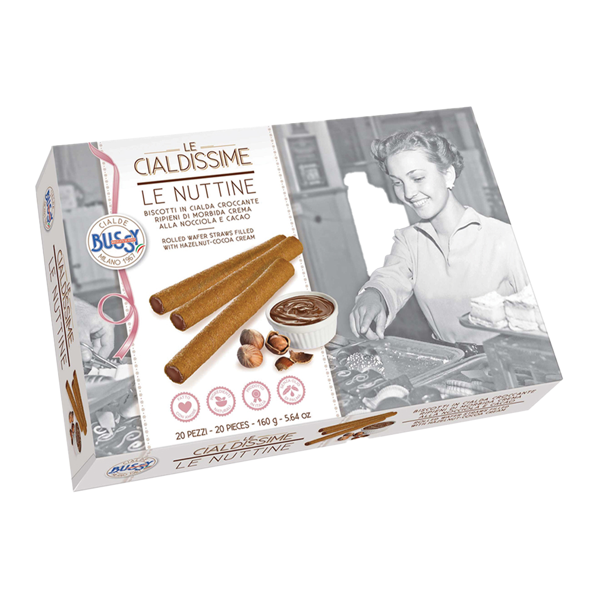 Bussy Wafer Rolls Hazelnut Coconut 160g