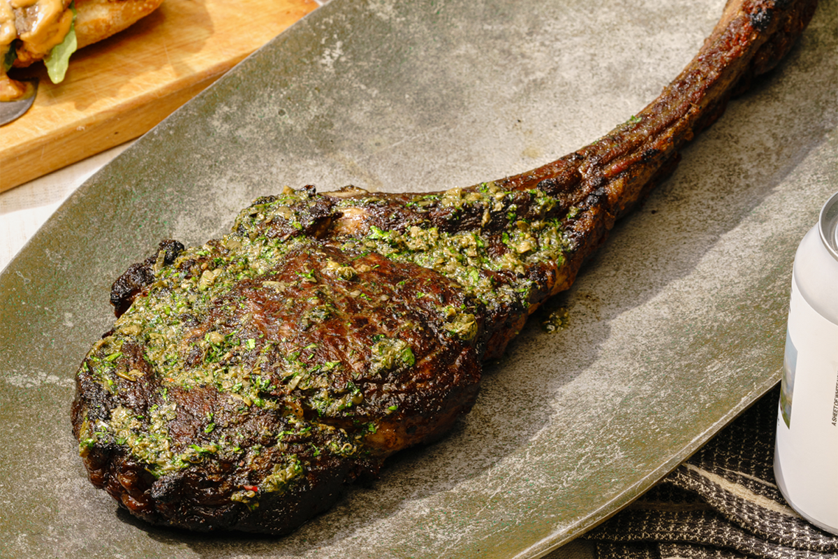 Grilled Tomahawk Steak - with Herbed Butter