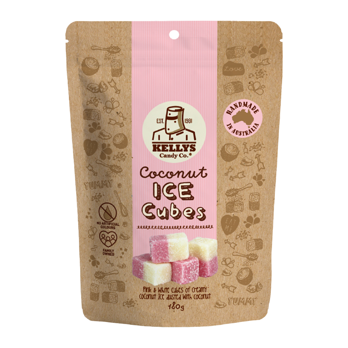 Kellys Candy Co. Coconut Ice Cubes 180g