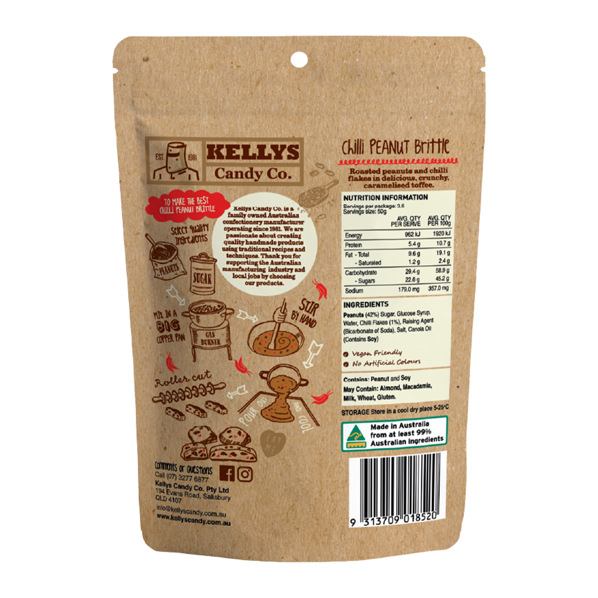 Kellys Candy Co. Chilli Peanut Brittle 180g