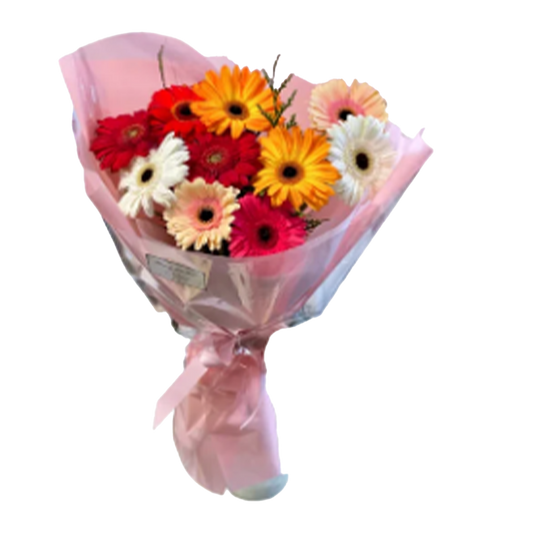 Flowers Gerbera Bouquet 7 Stems Gerberas with Filler
