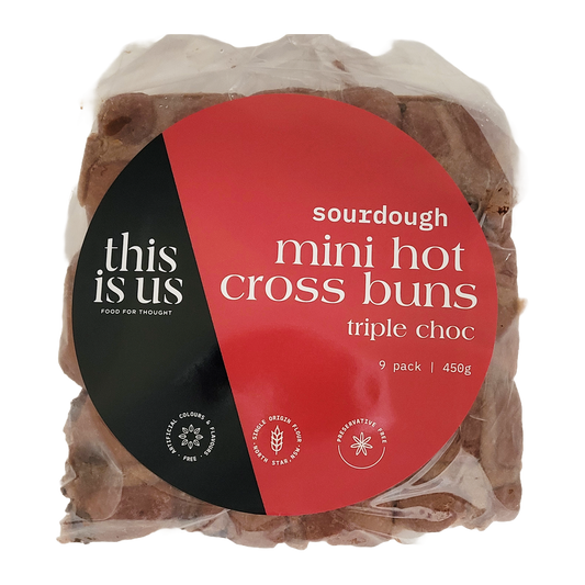 This Is Us Sourdough Triple Choc Hot Cross Bun 9 Pack 450g