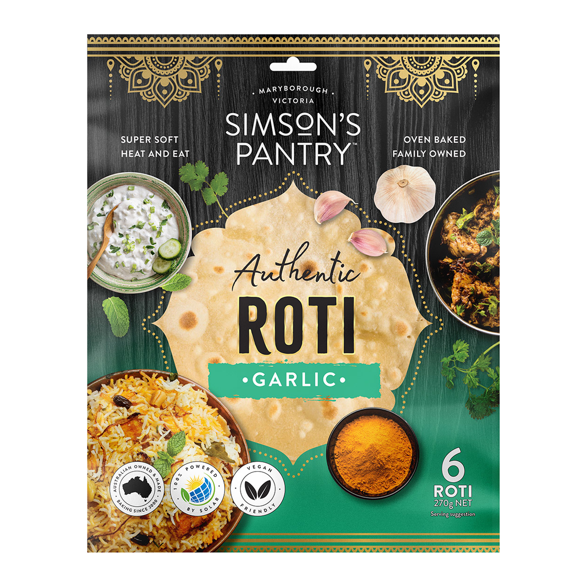 Haris Roti Simson's Pantry Roti Garlic 270g – Harris Farm Markets