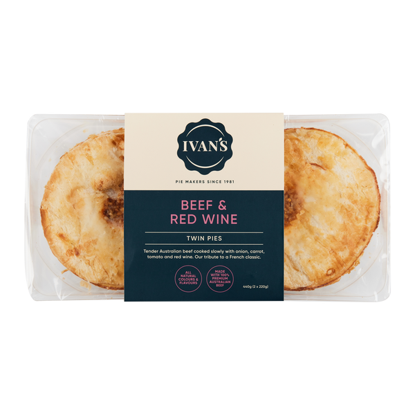 Ivan's Pies Beef and Red Wine Pies x2 440g