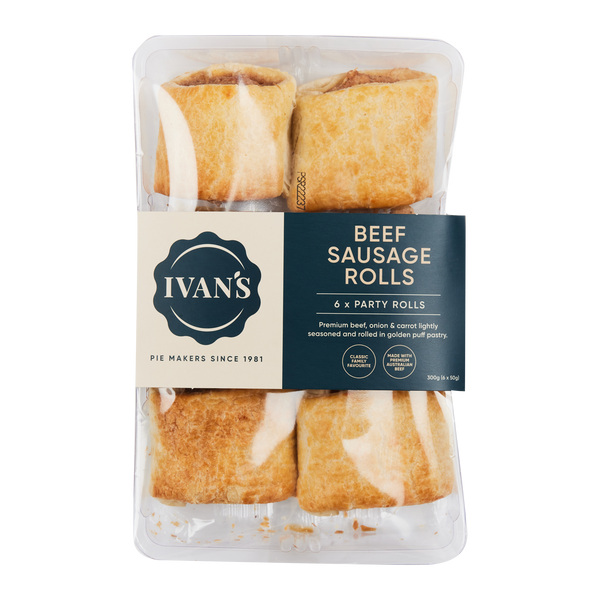 Ivan's Pies Beef Sausage Roll x6 330g