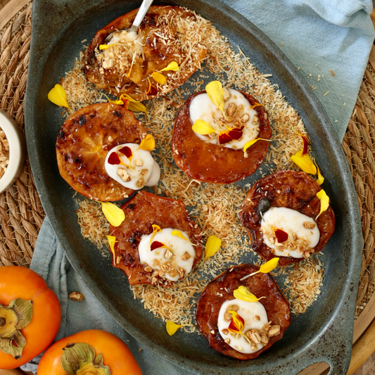 Fuyu Brulee - with Coconut Yoghurt and Honey Cashews