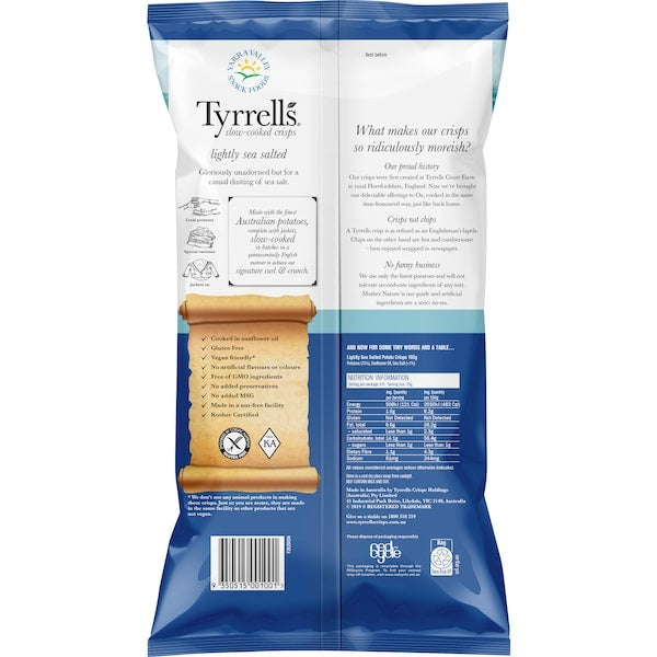 Tyrrells Crisps Lightly Sea Salted 165g