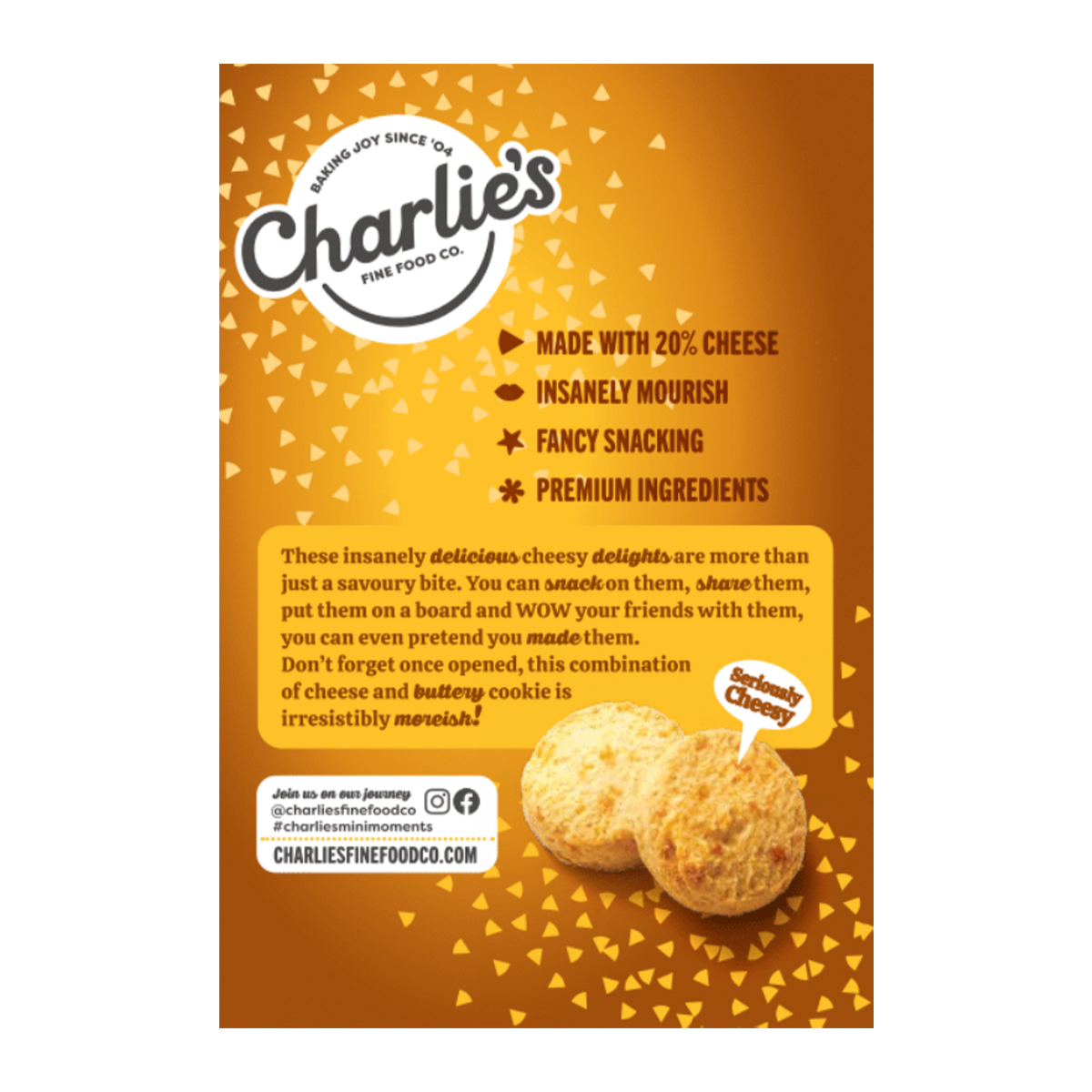 Charlie's Biscuits Three Cheese Bites 100g