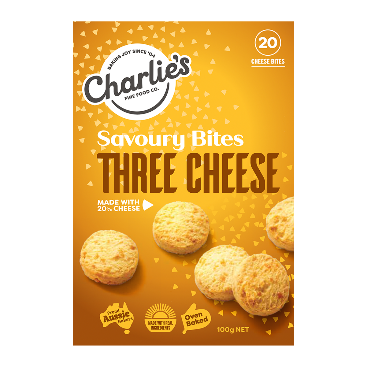 Charlie's Biscuits Three Cheese Bites 100g