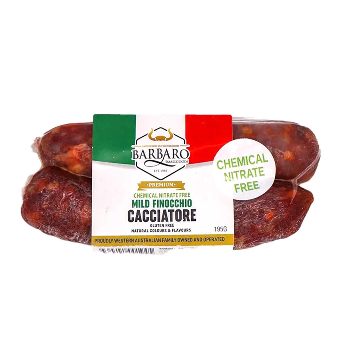 Barbaro Smallgoods Nitrite Free Cacciatore Fennel Mild 195g